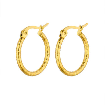 Vintage Round Stainless Steel Hoop Earrings For Women Gold Plated Earring 2023 Trending Statement Ear Jewelry Christmas Gift