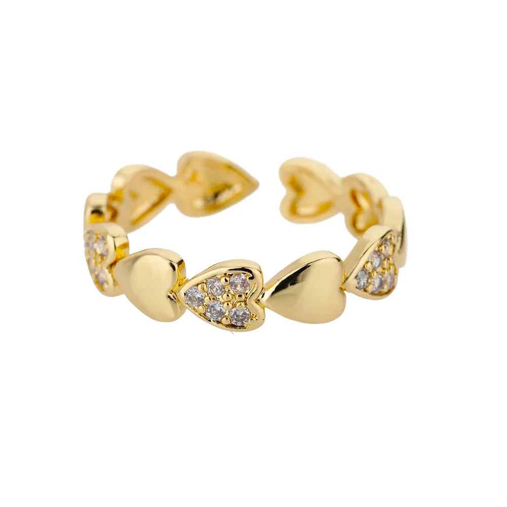 Zircon Flower Shaped Rings For Women Stainless Steel Open Ring Fashion Korean New Wedding Jewerly Gift