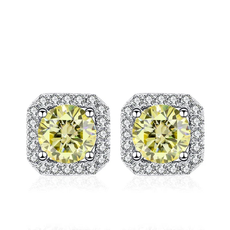 NeeTim 0.5ct 1ct Pink Moissanite Studs Earrings for Women 925 Sterling Silver Black Blue Grey Sparkling Lab Diamond Stud Earring