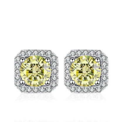 NeeTim 0.5ct 1ct Pink Moissanite Studs Earrings for Women 925 Sterling Silver Black Blue Grey Sparkling Lab Diamond Stud Earring