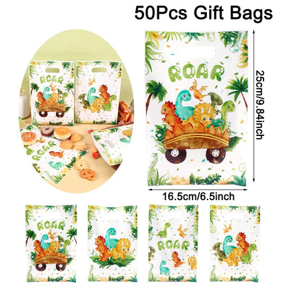 Tropical Hawaiian Party Tablecloth and Candy Bags Set | Flamingo Summer Decor
