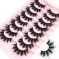 5-8 Pairs Natural Russian Striped Mink Lashes | 3D Volume Wavy False Eyelash Extensions