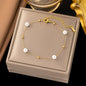 2 Pcs Exquisite Gold Color Bohemian Jewelry Set for Women Fashion Pearl Cross Pendant Necklace Bracelet Set Casual Jewelry Gifts