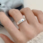 925 Sterling Silver Frosting Geometry Ring | Textured Wide Band for Women