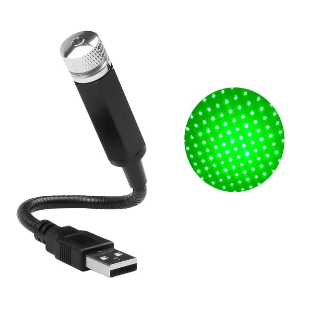 Green LED Starry Galaxy Lamp for Car Roof | USB Atmosphere Projector Light