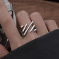 PANJBJ 925 Sterling Silver Pearl Irregular Ring | Women Shell Overlapping Hollow Sweet Design Jewelry