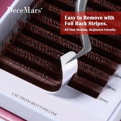 V-Shaped 3D Brown Eyelash Extensions | 12 Rows Professional Lash Tray