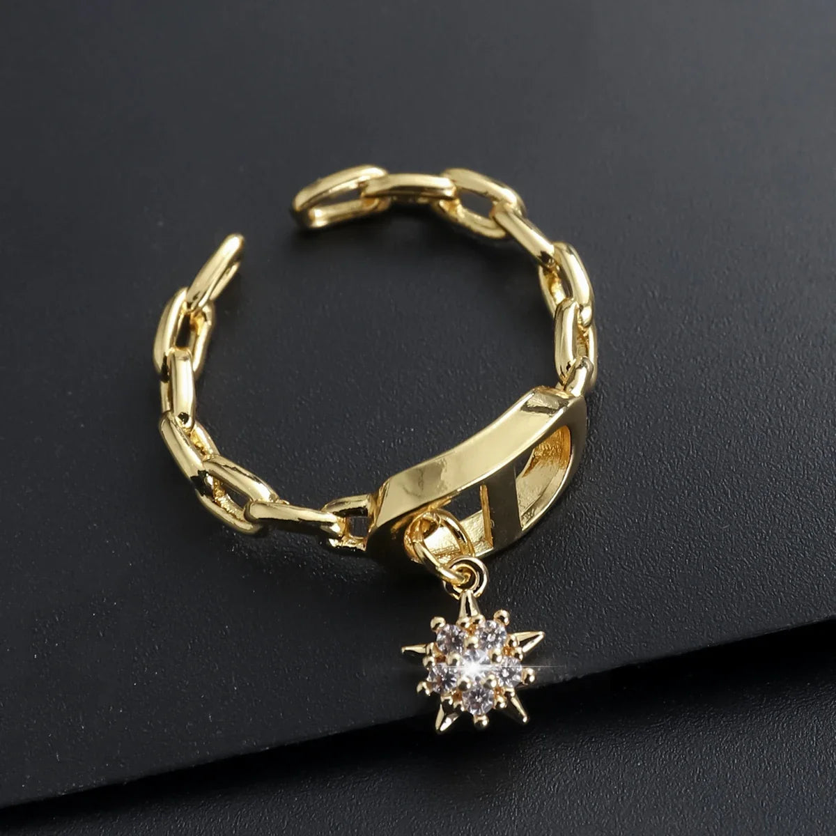 Cross Diamond Letter Ring Niche Design Pendant Trendy Daily Versatile Women's Ring New Open Adjustable Ring