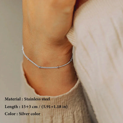 SUNIBI Stainless Steel Chain Necklace for Women Gold Color Thin Choker Bead Chain Necklace Jewelry Wholesale Dropshipping