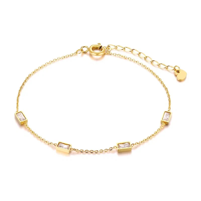 Birthstone Zirconia Thin Chain Link Cross Bracelet Stainless Steel Women's Adjustable Link Stacked Layered Chain Bracelets