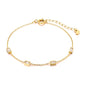 Birthstone Zirconia Thin Chain Link Cross Bracelet Stainless Steel Women's Adjustable Link Stacked Layered Chain Bracelets