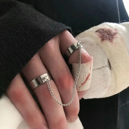Double Ring Integrated Chain Opening Adjustable Titanium Steel Does Not Fade Bungee Hop Hip Hop Masculinity Retro Super Cool