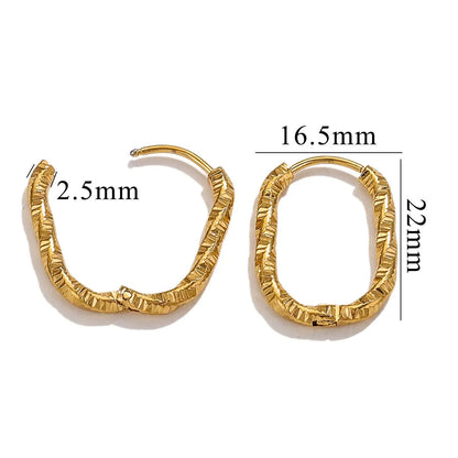 6pcs Stainless Steel Rectangular Textured Earrings | 18K Gold Plated DIY Jewelry Findings