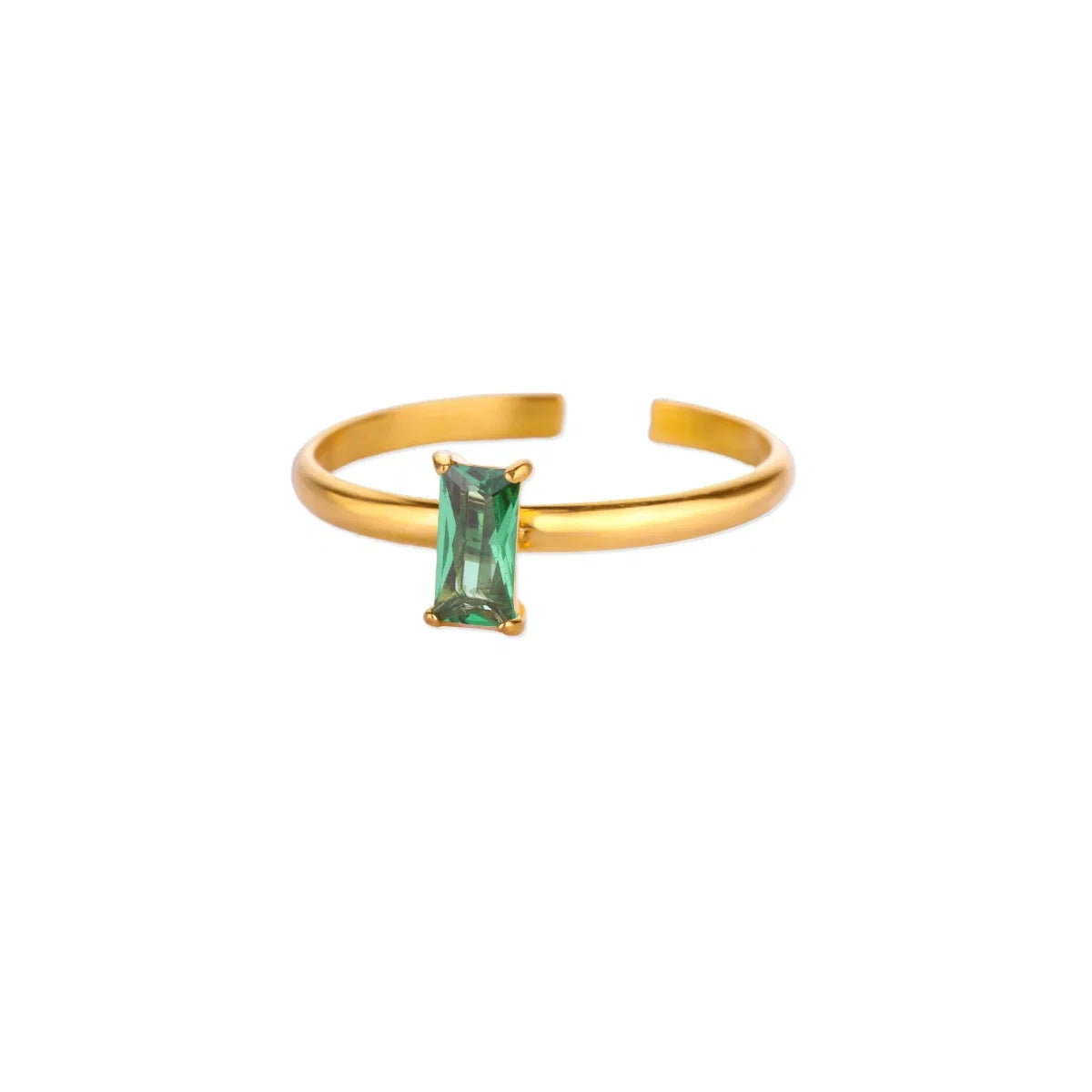 Stainless Steel Birthstone Rings For Women Gold Color Zircon Birthstone Opening Ring Minimalist Christmas Birthday Jewelry Gift