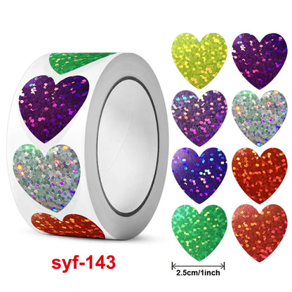 100-500PCS Heart Thank You Stickers | Small Roll Packaging Stickers for Photocard Decor