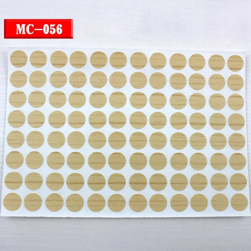 96Pcs 15mm Wood Furniture Screw Cap Covers | Self-Adhesive Hole Stickers for Desk Cabinets
