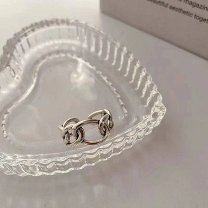 925 Sterling Silver Finger Rings New Fashion Creative Cross Hollow Chain Geometric Party Jewelry Gifts