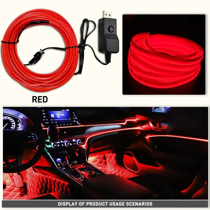 Car Interior EL Wire Neon Strips | Flexible LED Atmosphere Lamp