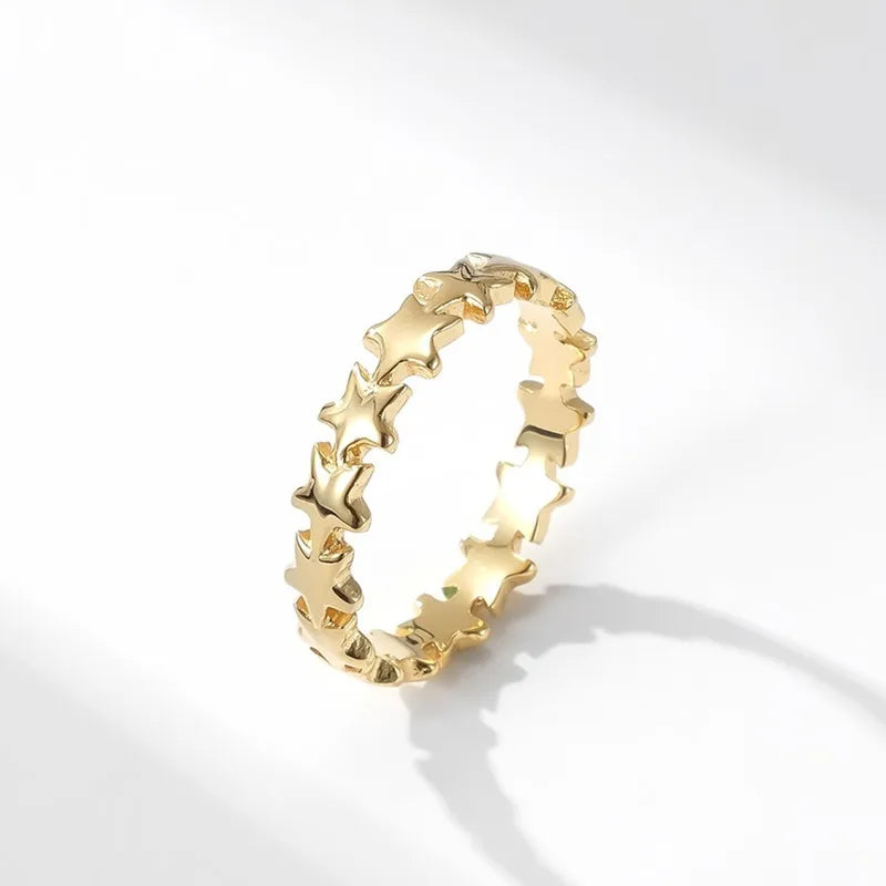 Stainless Steel Star Eternity Stackable Ring Wedding Band for Women Girl Size 5-9