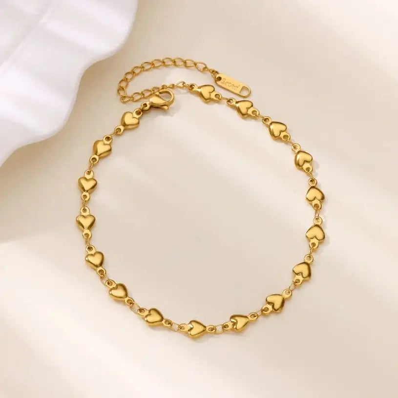 Stainless Steel Heart Bracelets For Women Gold Color Geometric Heart Bracelet Fashion Wedding Waterproof Jewelry Gift