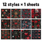 12pcs Gothic Love Themes Decor Paper | Valentine's Day Gift Wrapping & Scrapbooking Supplies