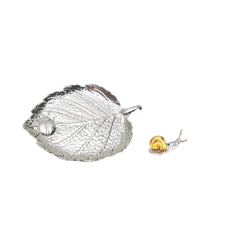 Leaf Snail Incense Burner | Antique Metal Incense Plate for Living Room