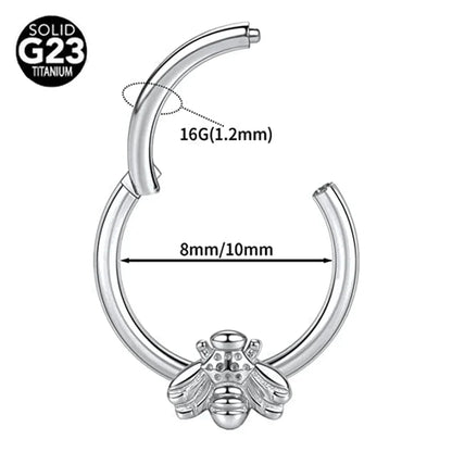 G23 Titanium Bee Septum Nose Ring Piercing Body Jewelry 16G Moon Segment Snake Clicker Helix  Ear Cartilage Heart Daith Hoop