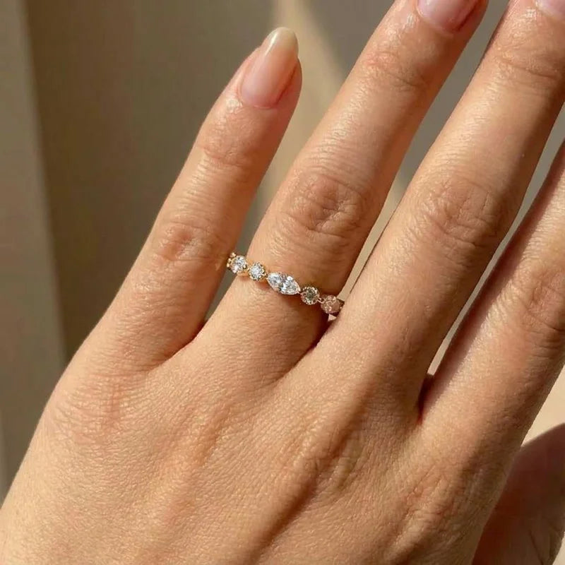 925 Sterling Silver Classic Zircon Marquise Stackable Ring for Women Engagement Wedding Luxury Fashion High Quality Fine Jewelry