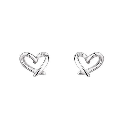 S925Silver Hollow out heart-shaped earrings for women, simple, light, luxurious, high-end, heart-shaped ins, high-end