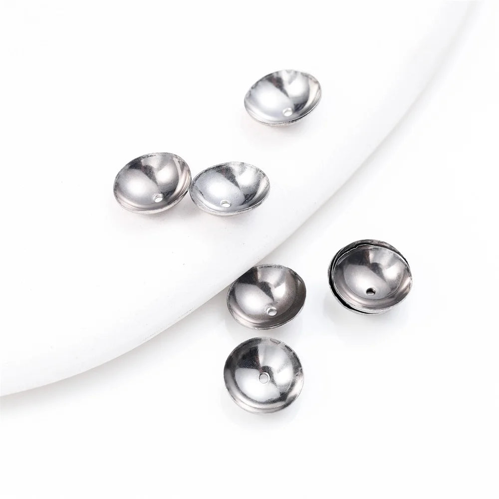 50pcs 3 4 5 6 8mm Stainless Steel Round Bead Caps Spacer Beads End Cap Connectors For DIY Necklace Jewelry Making Accessories