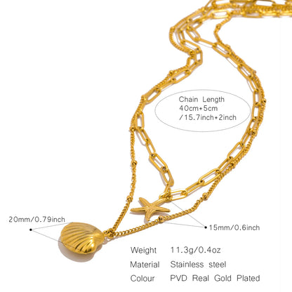 Double Layer Seashell Necklace | Summer Beach Jewelry for Women