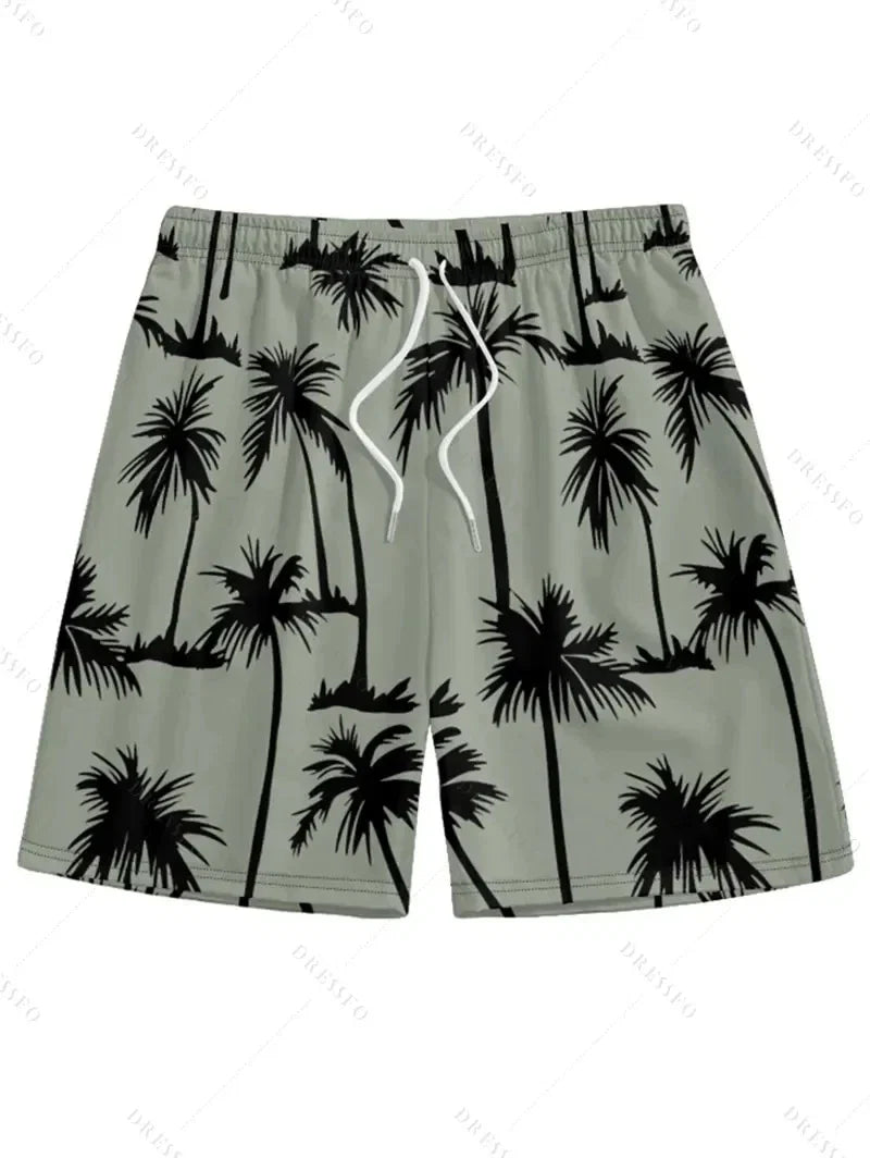 Men's Hawaiian 3D Palm Tree Pattern Beach Shorts Quick Dry Outdoor Leisure Sports Shorts Fashion Men's Shorts