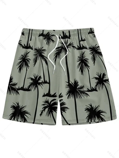 Men's Hawaiian 3D Palm Tree Pattern Beach Shorts Quick Dry Outdoor Leisure Sports Shorts Fashion Men's Shorts