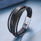 Fashion Cross Leather Rope Bracelet for Men Vintage Woven Leather Bracelet Punk Metal Magnet Buckle Personality Bracelet Jewelry