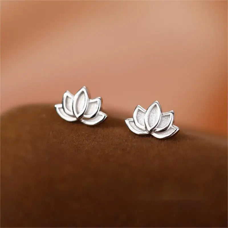 S925Silver Forest style lotus earrings, lotus earrings for women, simple, fresh, niche design, cute and artistic