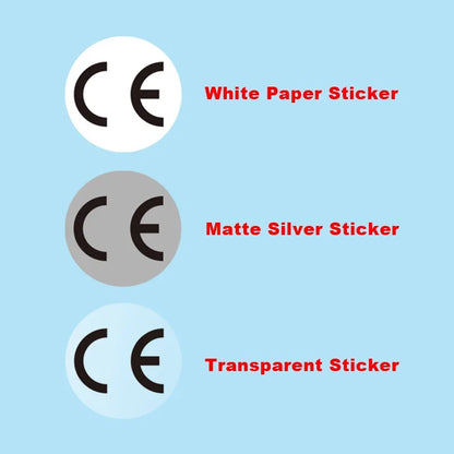 1cm Round CE Sticker | White, Silver, Holographic, Clear Base Circle Label 500pcs