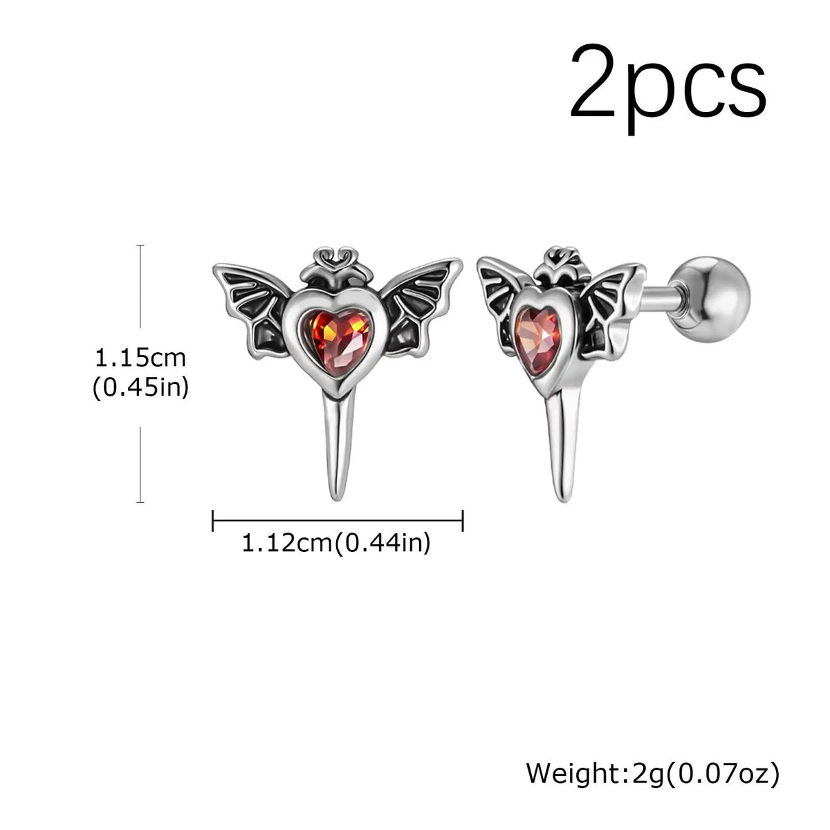 Stainless Steel Heart Zircon Stud Earrings | Vintage Punk Unisex Jewelry
