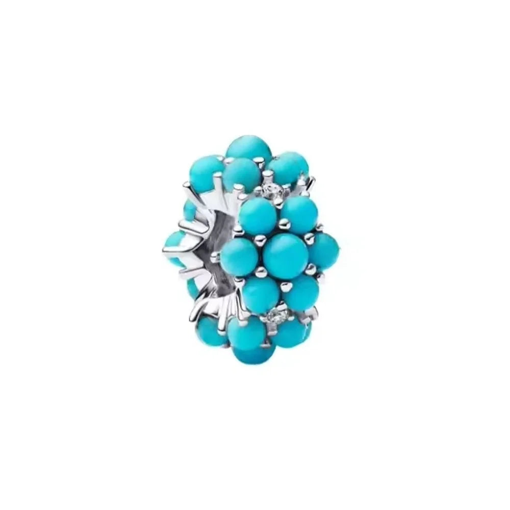European Summer Blue Series Turtle Flower Pendant Fit S925 European 925 Sterling Silver Bracelet Bangles Necklace