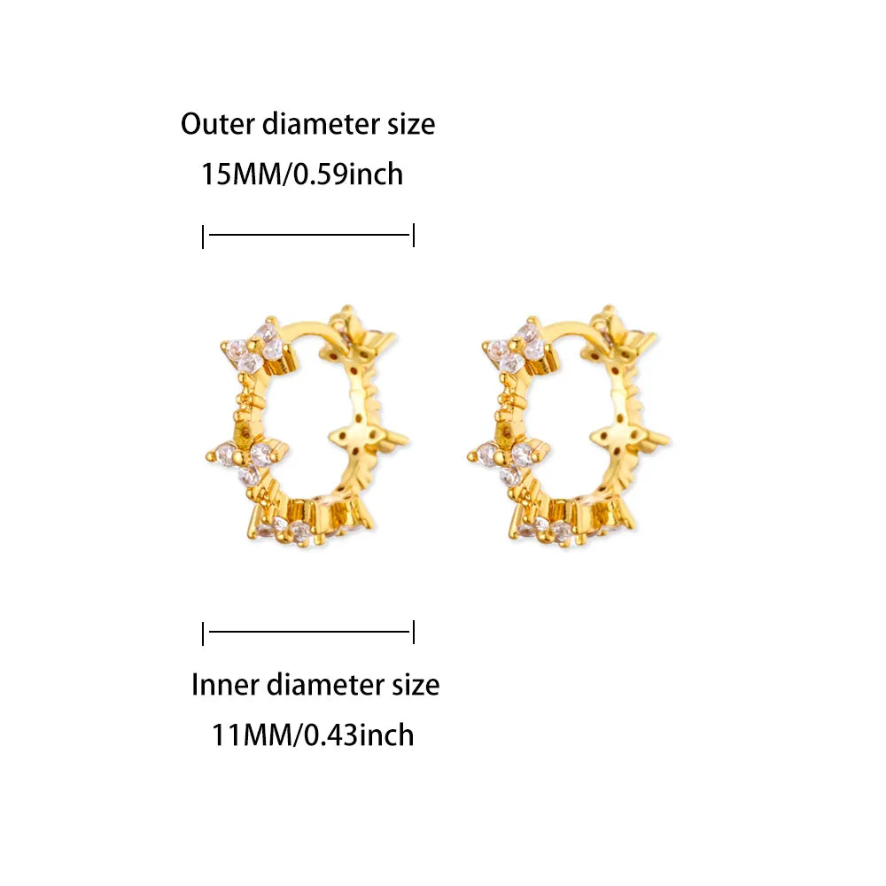 Luxury Zircon Hoop Earrings for Women Gold Color Stainless Steel Butterfly Heart Snake Earring Fashion Party Wedding Jewelry Gif