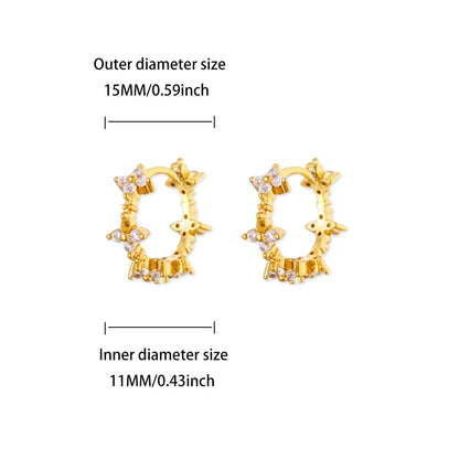 Luxury Zircon Hoop Earrings for Women Gold Color Stainless Steel Butterfly Heart Snake Earring Fashion Party Wedding Jewelry Gif