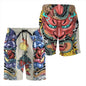 Japan Sakura Samurai beach shorts quick dry men sexy bodybuilding harajuku summer casual male gym pour Homme low waist fitness