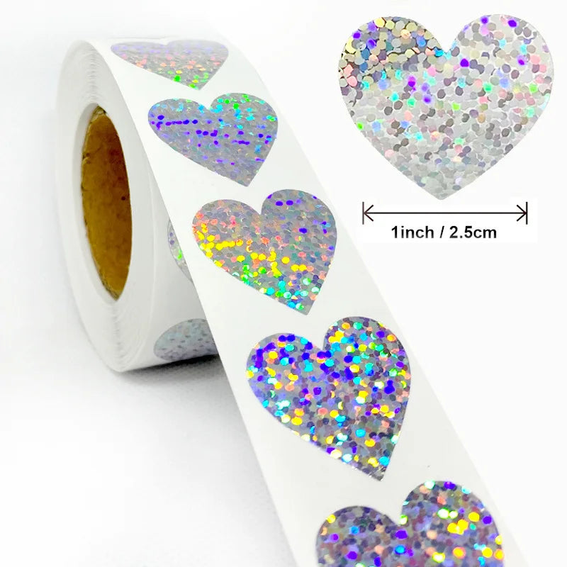 100-500PCS Heart Thank You Stickers | Small Roll Packaging Stickers for Photocard Decor