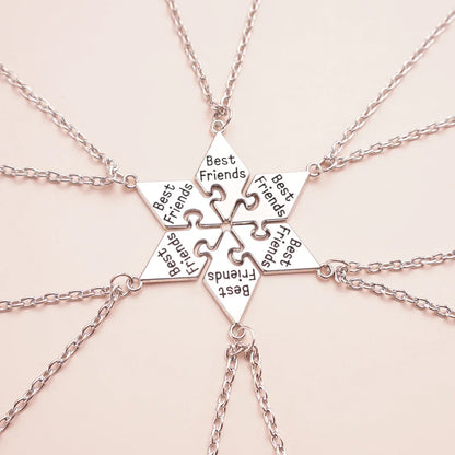 Friendship Pendant Necklace Set for Women | 6 Pcs BFF Jewelry Gift