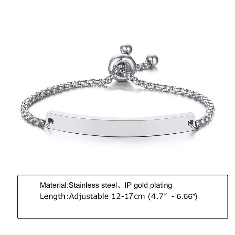 Custom Personalized Name ID Bracelet Gilrs Boy Gifts, Stainless Steel Curb Chain Link Crown Bracelet Not Allergic