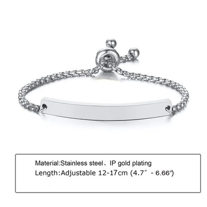 Custom Personalized Name ID Bracelet Gilrs Boy Gifts, Stainless Steel Curb Chain Link Crown Bracelet Not Allergic