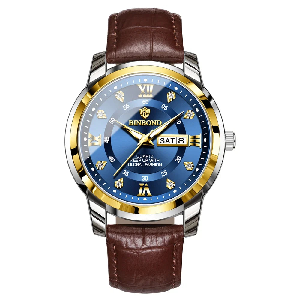 New Gifts Casual Business Diamond Clock Men Luxury Watch Automatic Watches Mens Fashion Quartz Wristwatches Gold Reloj Hombre