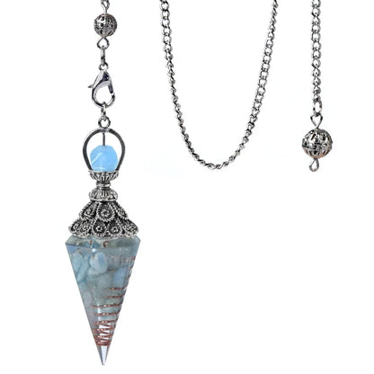 Natural Stone Spirit Pendulum Pendant Latticed Chain Energy Luck Mysterious Reiki Resin For Jewelry Making Accessories Necklaces