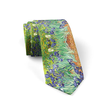 New Van Gogh Oil Painting Tie For Men Star Moon Night Retro Fun 8cm Wide Slim Necktie Accessories Daily Wear Wedding Party Gift