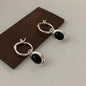 925 Sterling Silver Vintage Gold Round Earrings For Women Black Ball Earring Jewelry Prevent Allergy Party Accessories Gift