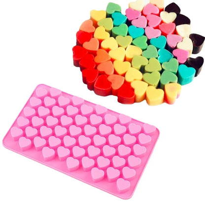 55 Piece Small Heart Shaped Silicone Cake Mold | Heart Chocolate Pastry Molds for DIY Baking